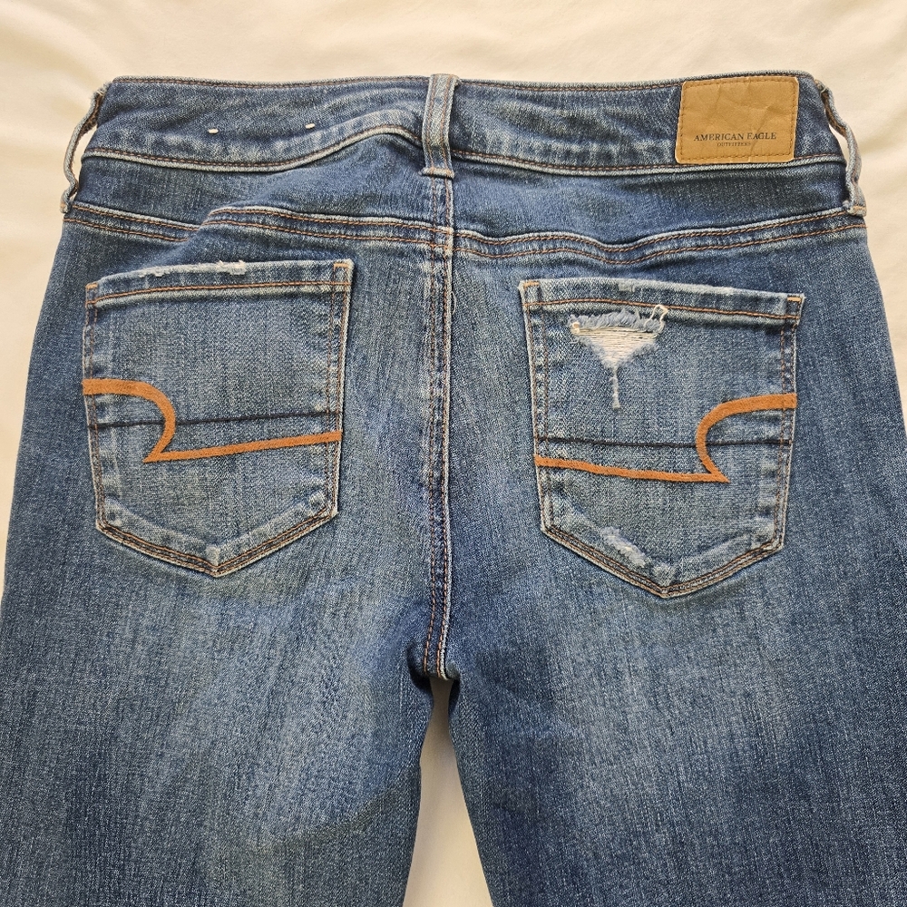 American Eagle Super Stretch X Distressed Skinny Jeans Dark Wash Size 4